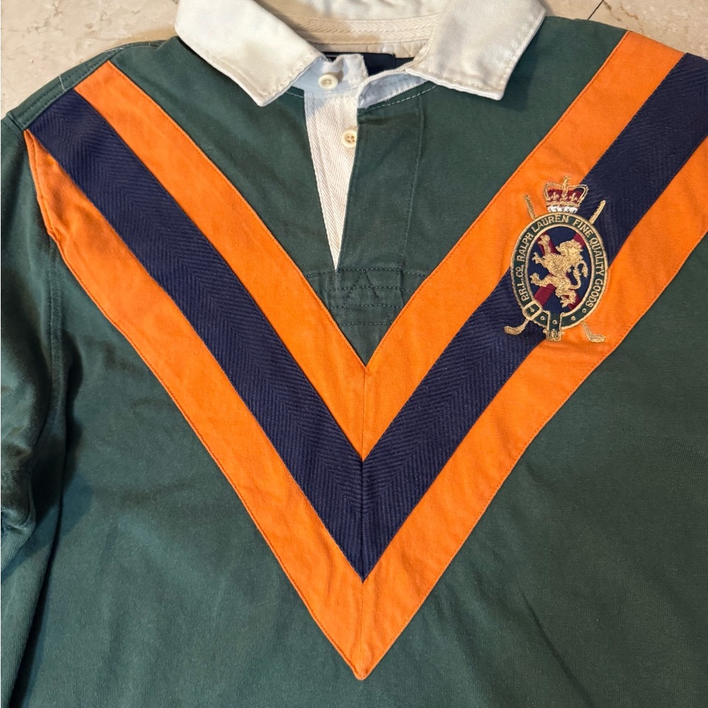 Polo by Ralph Lauren Green and Orange Rugby Shirt - Picture 4 of 8